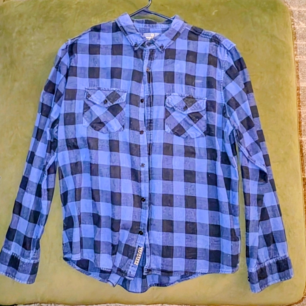 Flannel Blue and Black Plaid Shirt, United By Blue